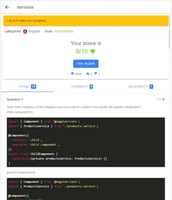Angular Tests and Quizzes android App screenshot 2